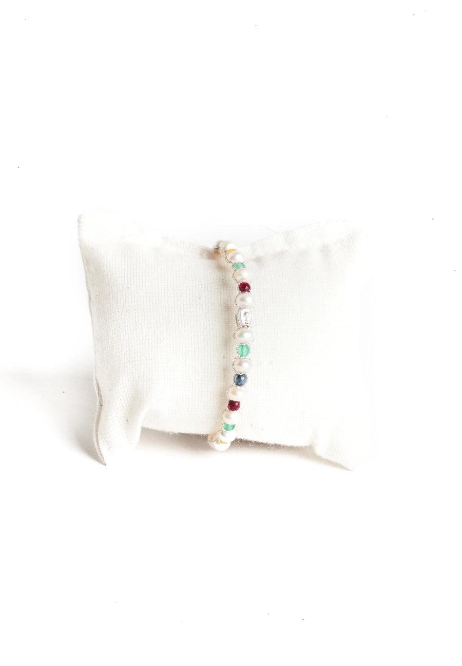 Fresh Water Pearl Bracelet & Gemstone | Silver