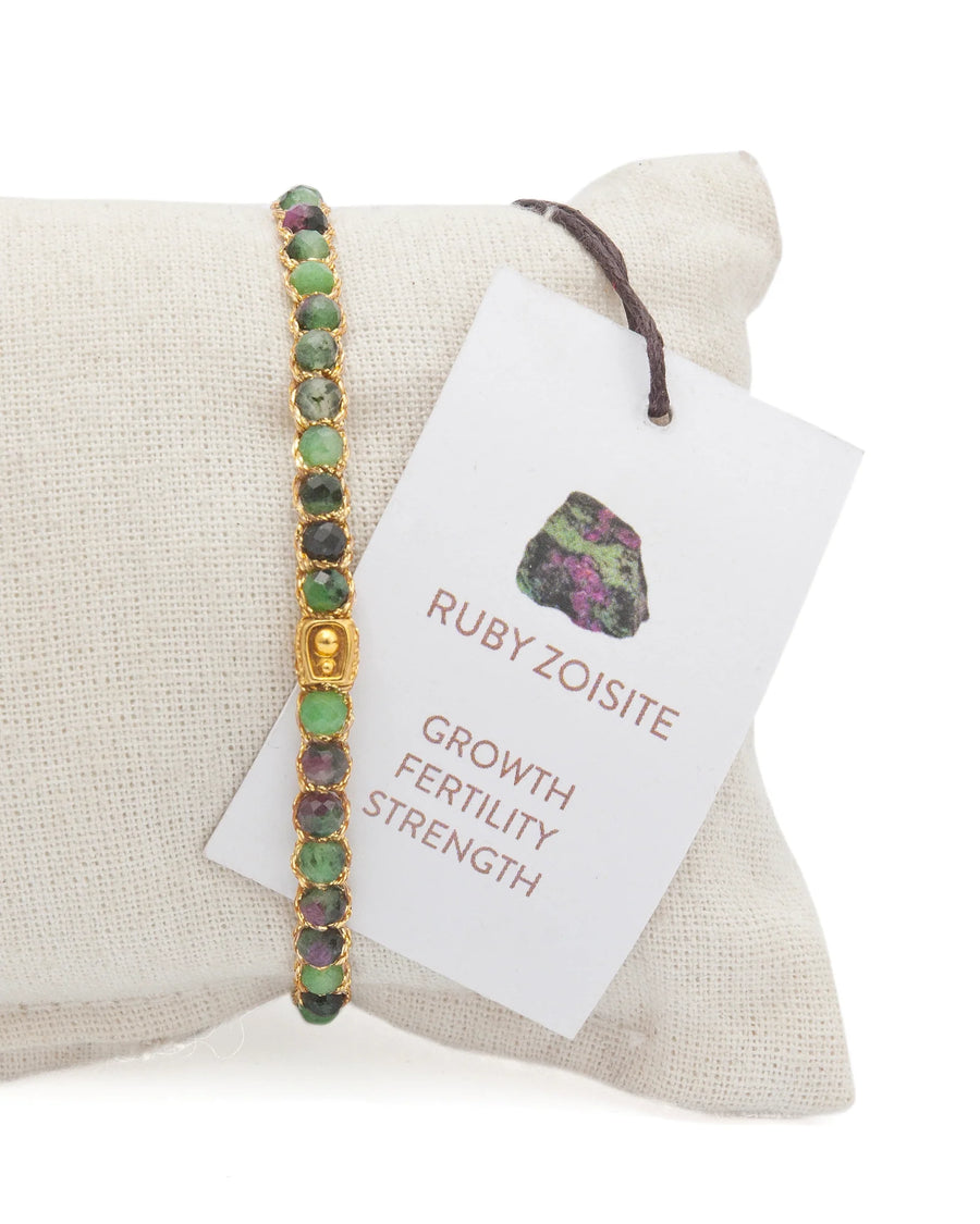 Ruby Zoisite Bracelet | Gold