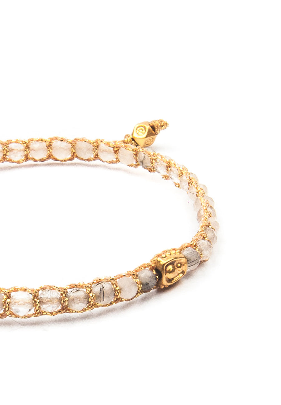 Clear Rutilated Quartz Bracelet | Gold