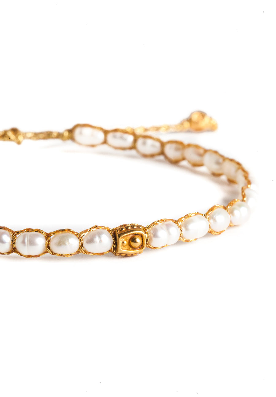 Pearl Oval Bracelet | Gold