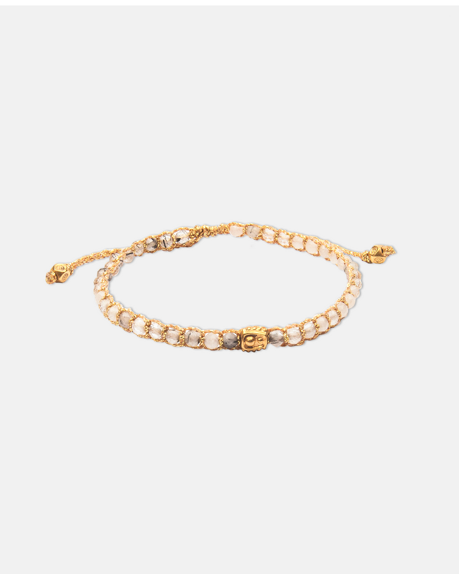 Clear Rutilated Quartz Bracelet | Gold