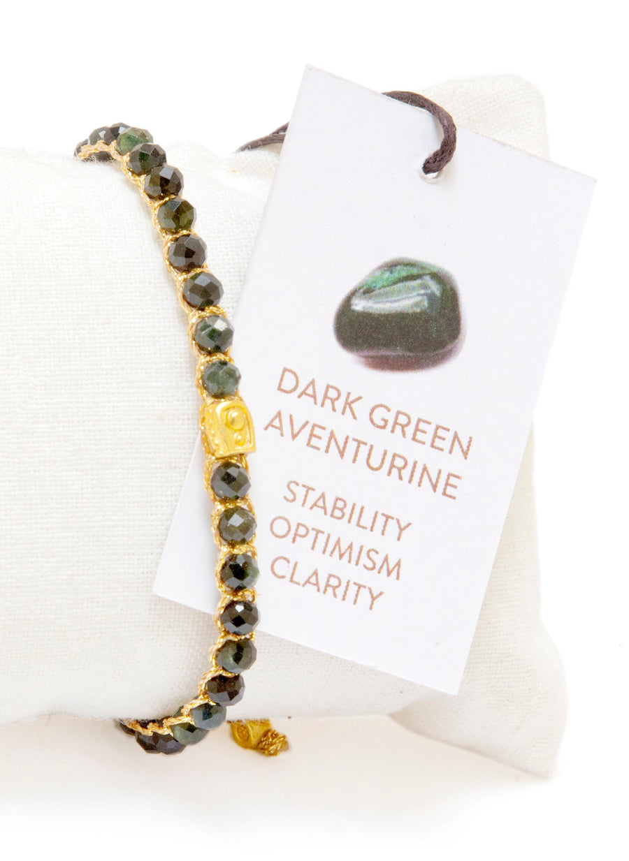 Dark Green Aventurine Bracelet | Gold