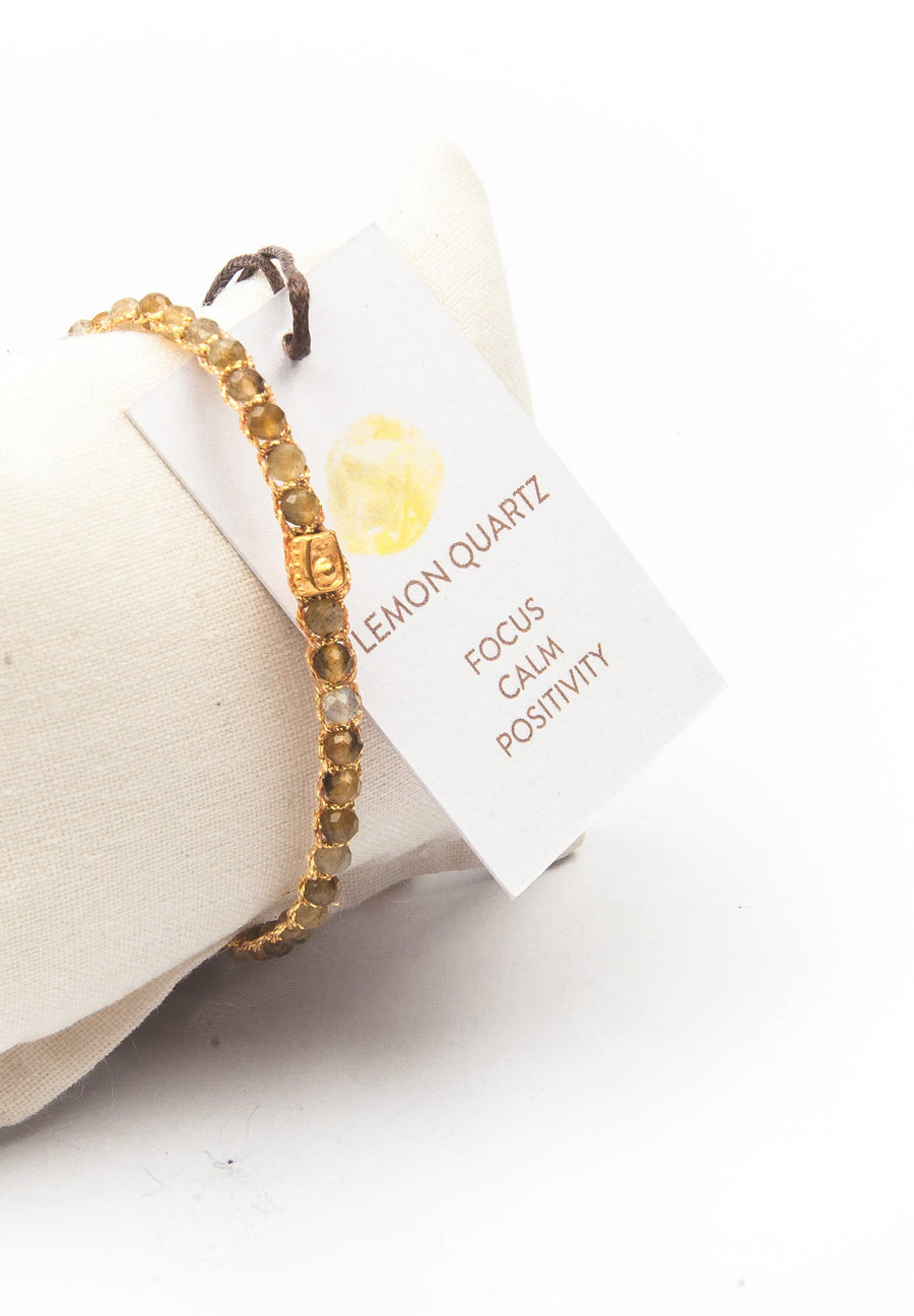 Dark Lemon Quartz Bracelet | Gold